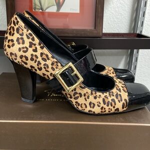 Franco Sarto Leopard and Black Heels